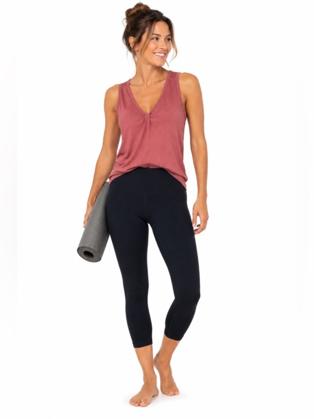 GAPFit Capri Yoga Pants L Black Stretch High Rise Soft Activewear Casualcore